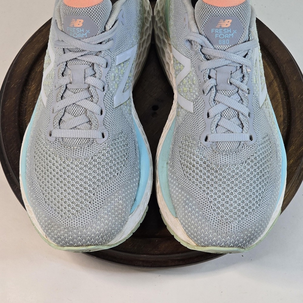 New Balance Women's Light Blue and Mint Athletic Running Shoes with Coral Tongue - Picture 3 of 11